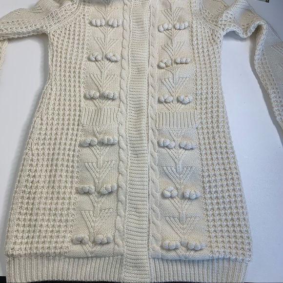 MM COUTURE Cream Cable Knit Faux Fur Lined Hooded sweater Cardigan Jacket - Picture 13 of 13